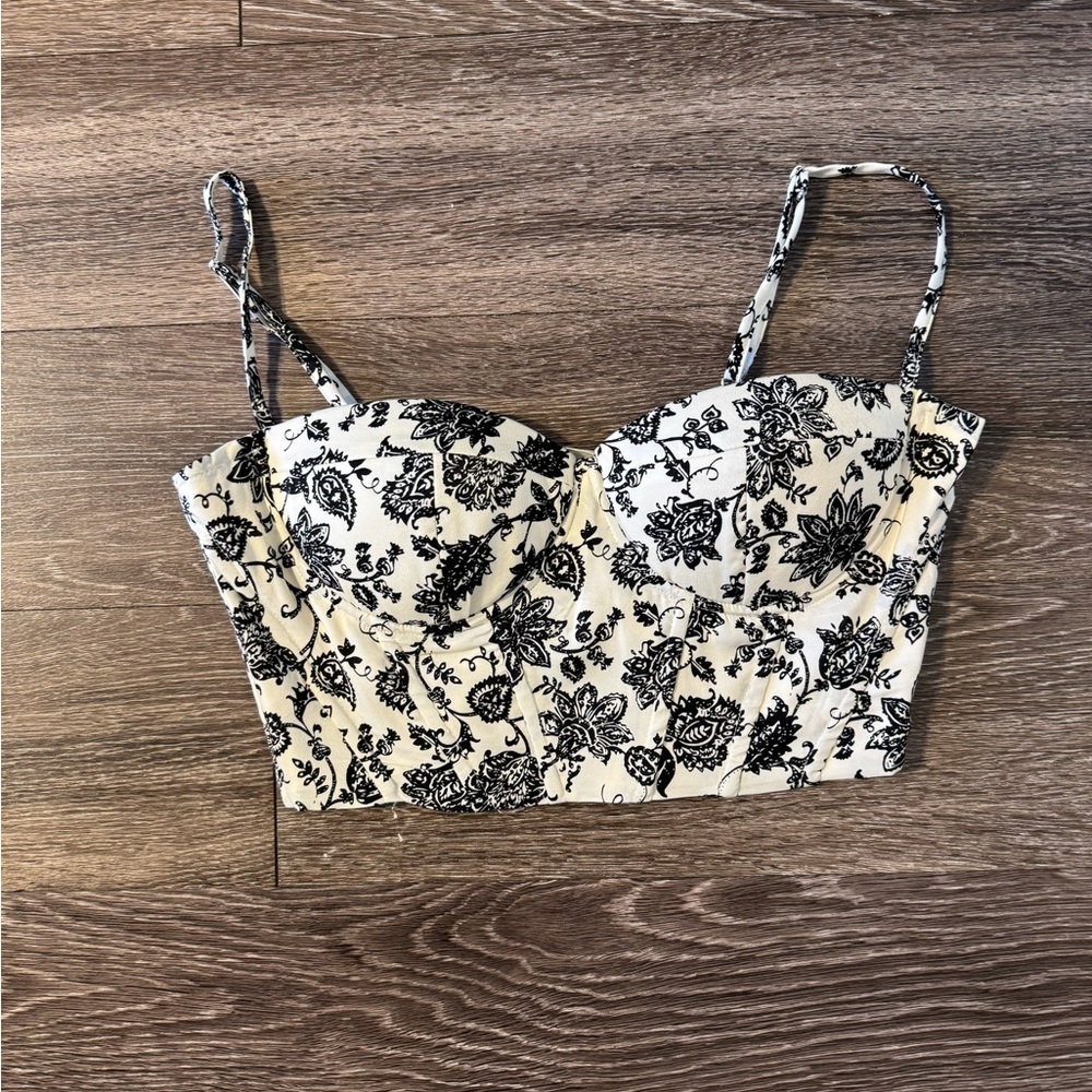 Floral Black and White Women's Top